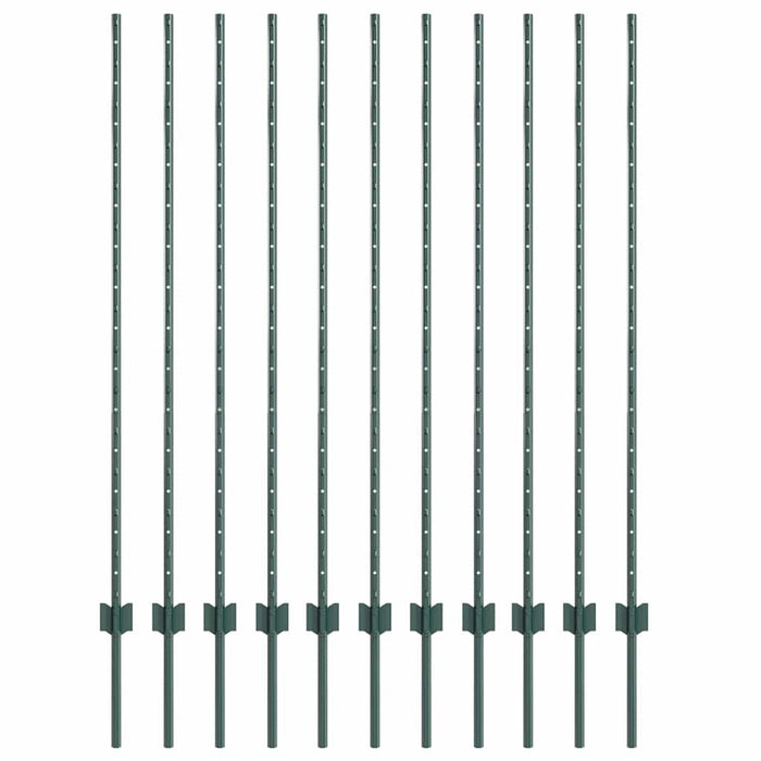 Stâlp de gard. 11 pcs Verde 140 cm Oțel - WALTI WALTI