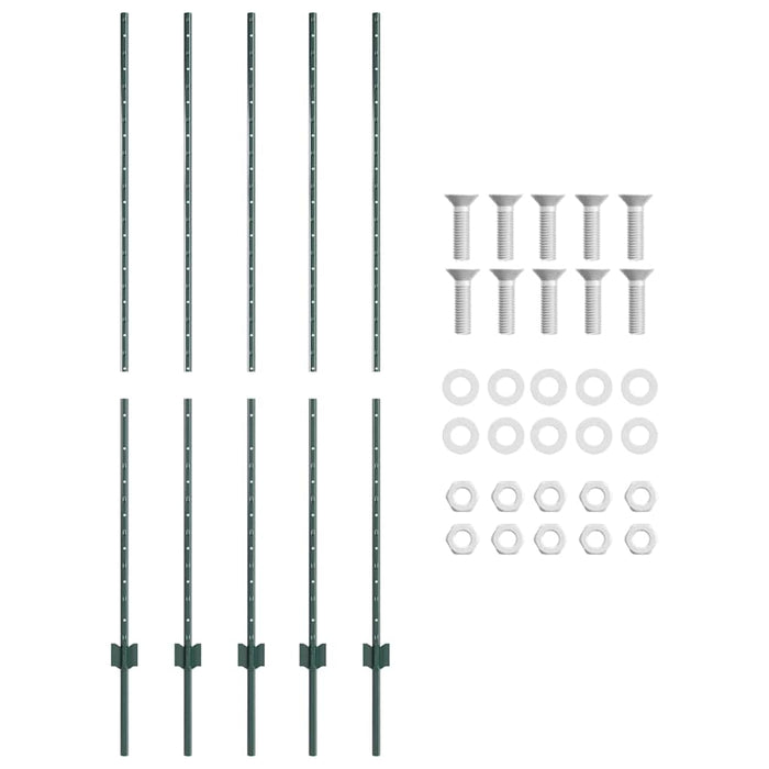Stâlp de gard. 5 pcs Verde 160 cm Oțel - WALTI WALTI