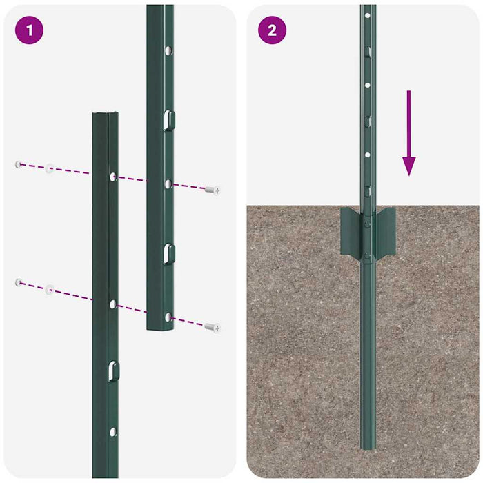 Stâlp de gard. 5 pcs Verde 160 cm Oțel - WALTI WALTI