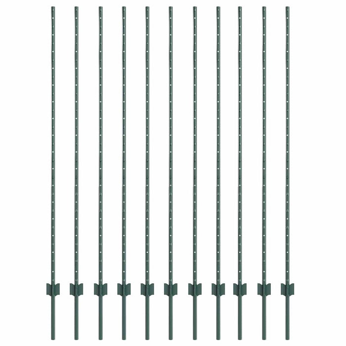 Stâlp de gard. 11 pcs Verde 160 cm Oțel - WALTI WALTI