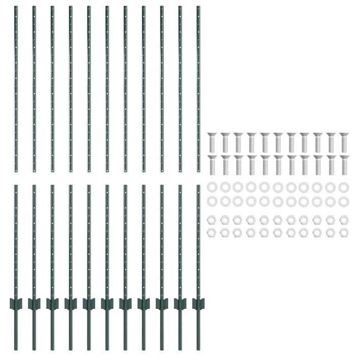 Stâlp de gard. 11 pcs Verde 160 cm Oțel - WALTI WALTI