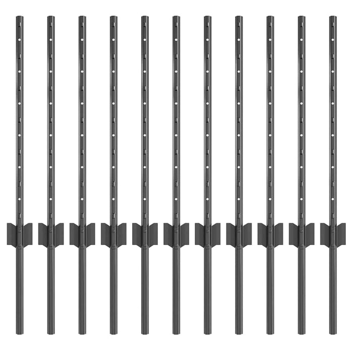 Stâlp de gard. 11 pcs Gri 60 cm Oțel - WALTI WALTI