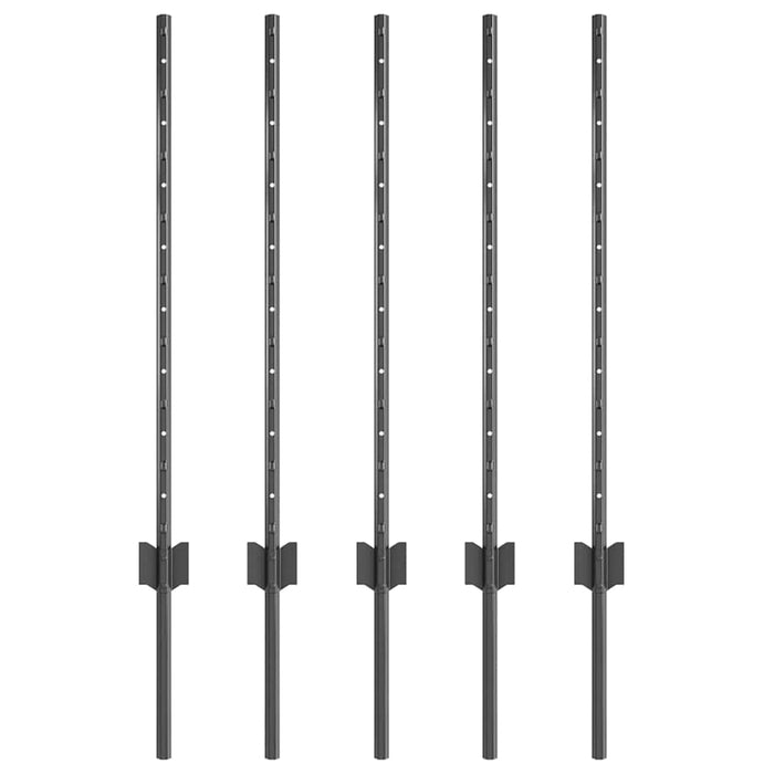 Stâlp de gard. 5 pcs Gri 80 cm Oțel - WALTI WALTI