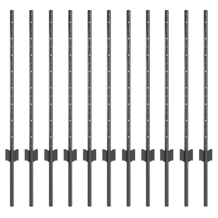 Stâlp de gard. 11 pcs Gri 80 cm Oțel - WALTI WALTI