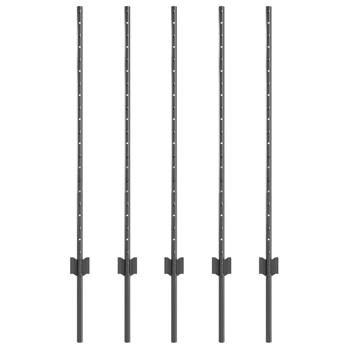 Stâlp de gard. 5 pcs Gri 100 cm Oțel - WALTI WALTI