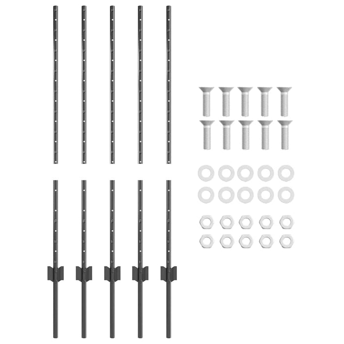 Stâlp de gard. 5 pcs Gri 100 cm Oțel - WALTI WALTI
