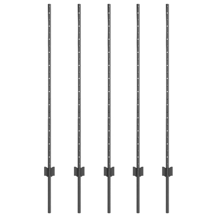 Stâlp de gard. 5 pcs Gri 120 cm Oțel - WALTI WALTI