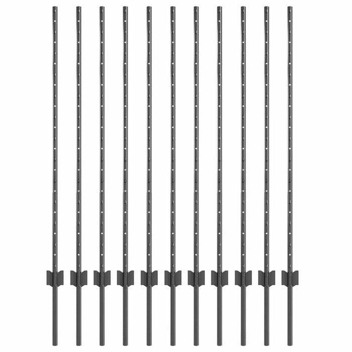 Stâlp de gard. 11 pcs Gri 120 cm Oțel - WALTI WALTI