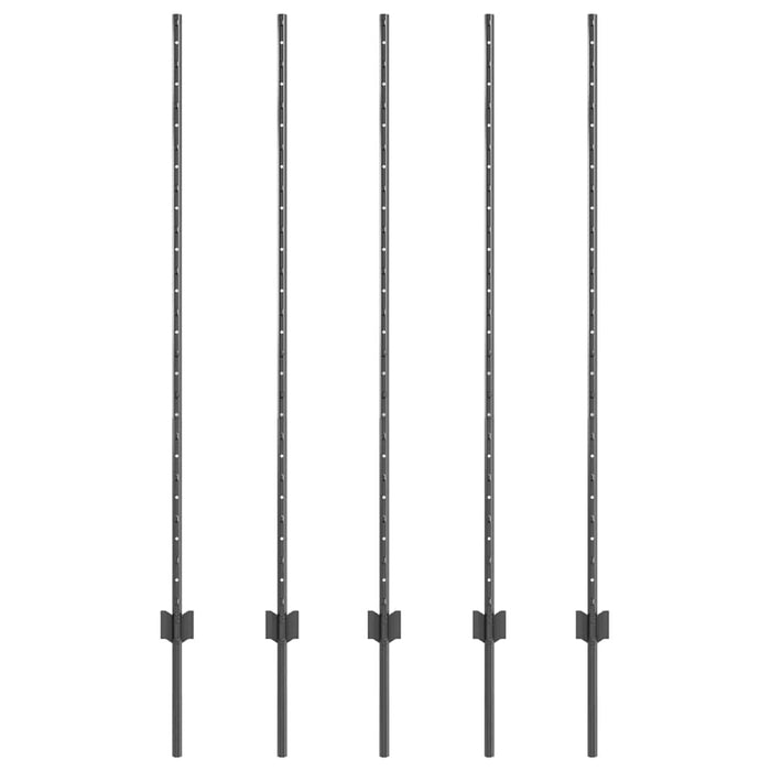 Stâlp de gard. 5 pcs Gri 140 cm Oțel - WALTI WALTI