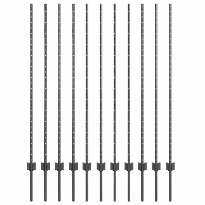 Stâlp de gard. 11 pcs Gri 140 cm Oțel - WALTI WALTI
