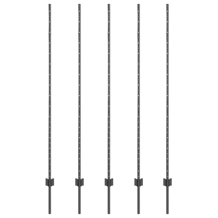 Stâlp de gard. 5 pcs Gri 160 cm Oțel - WALTI WALTI