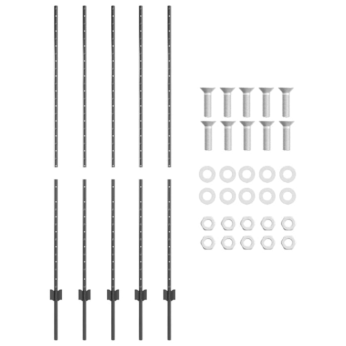Stâlp de gard. 5 pcs Gri 160 cm Oțel - WALTI WALTI