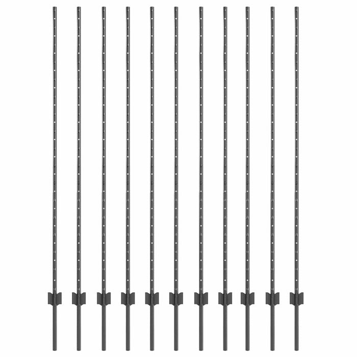 Stâlp de gard. 11 pcs Gri 160 cm Oțel - WALTI WALTI