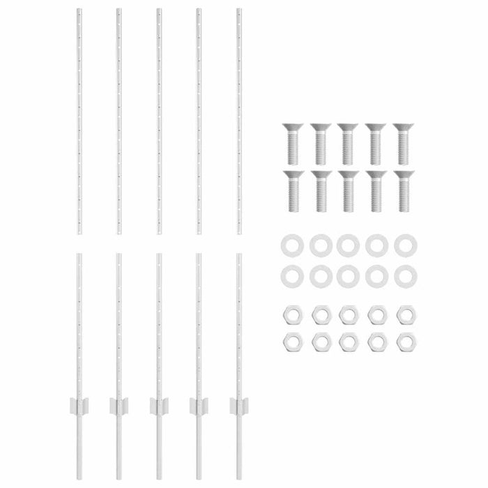 Stâlp de gard. 5 pcs Argintiu 140 cm Oțel - WALTI WALTI