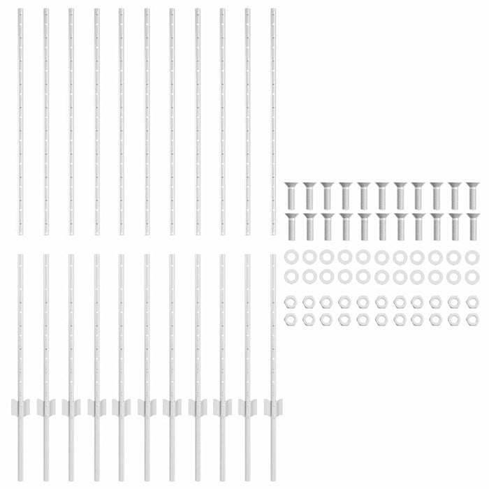 Stâlp de gard. 11 pcs Argintiu 140 cm Oțel - WALTI WALTI