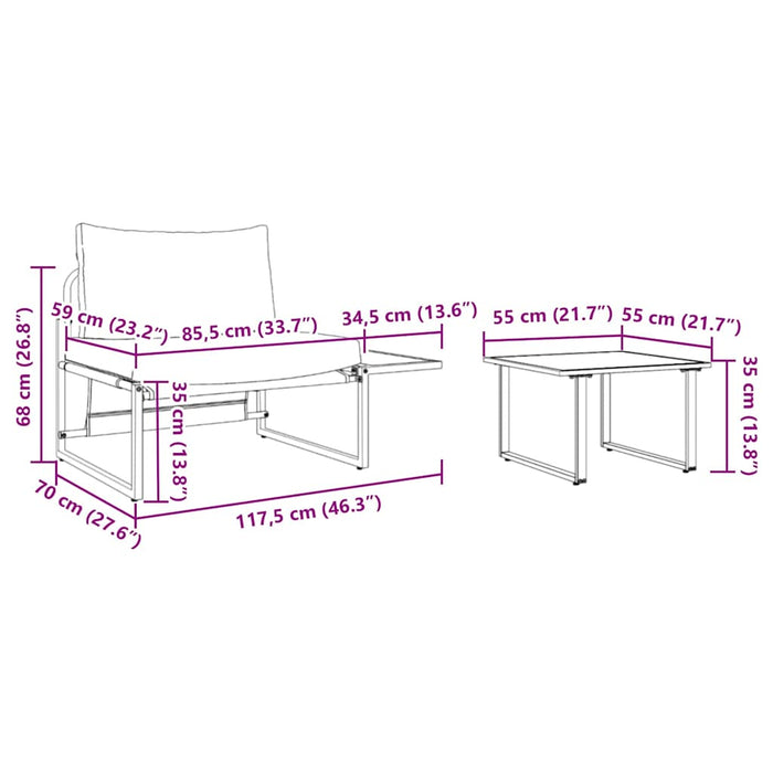 Set de canapele pentru grădină 2 pcs Gri deschis Oțel - WALTI WALTI