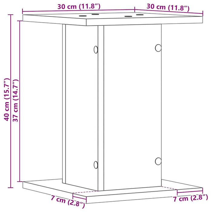 Suporturi pentru Difuzoare 2 pcs Stejar Negru 30 x 30 x 40 cm - WALTI WALTI