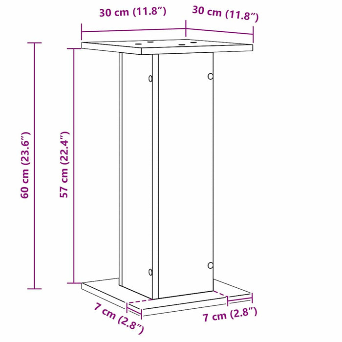 Suporturi pentru Difuzoare 2 pcs Stejar Negru 30 x 30 x 60 cm - WALTI WALTI