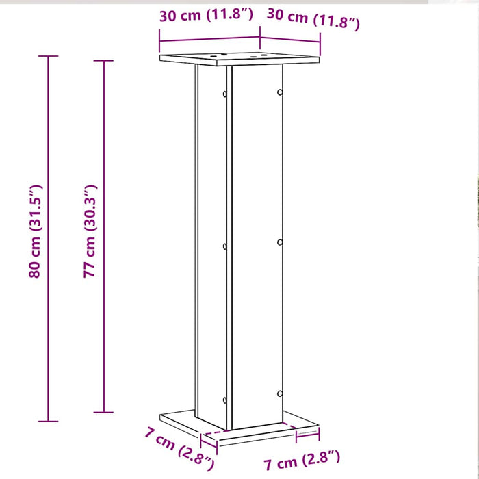 Suporturi pentru Difuzoare 2 pcs Stejar Negru 30 x 30 x 80 cm - WALTI WALTI