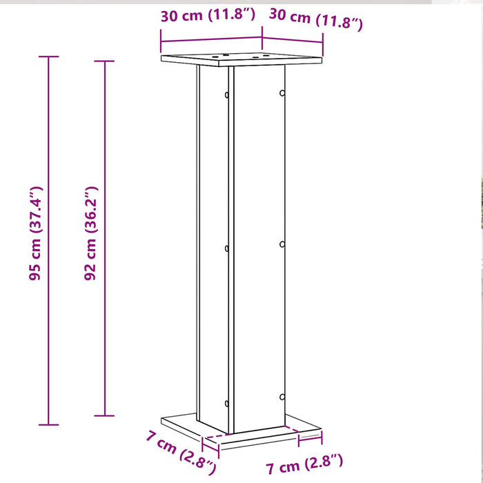 Suporturi pentru Difuzoare 2 pcs Stejar Negru 30 x 30 x 95 cm - WALTI WALTI