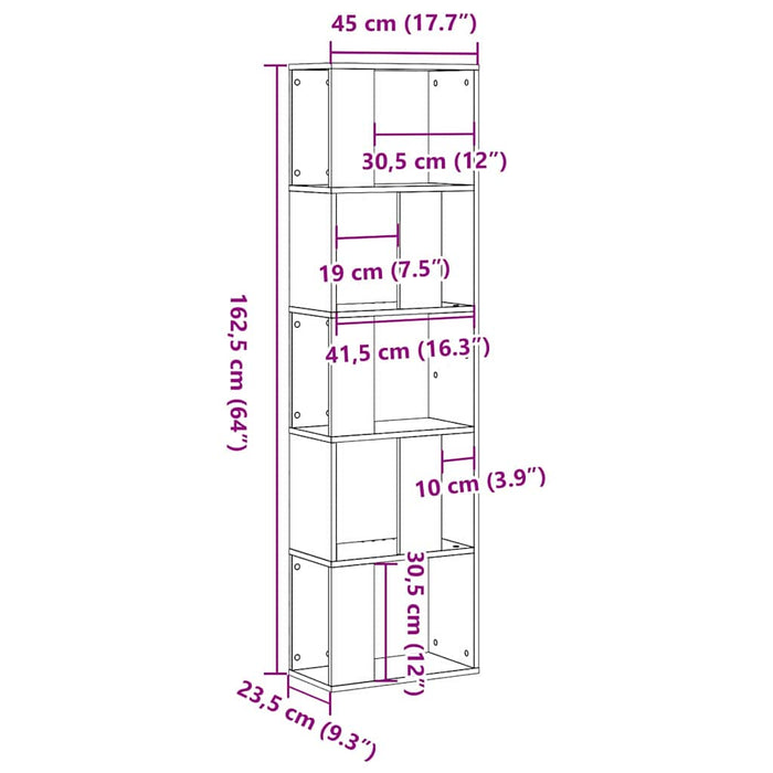 Raft pentru cărți Stejar negru 45 x 23.5 x 162.5 cm - WALTI WALTI