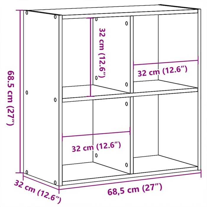 Raft pentru cărți Stejar negru 68.5 x 32 x 68.5 cm - WALTI WALTI
