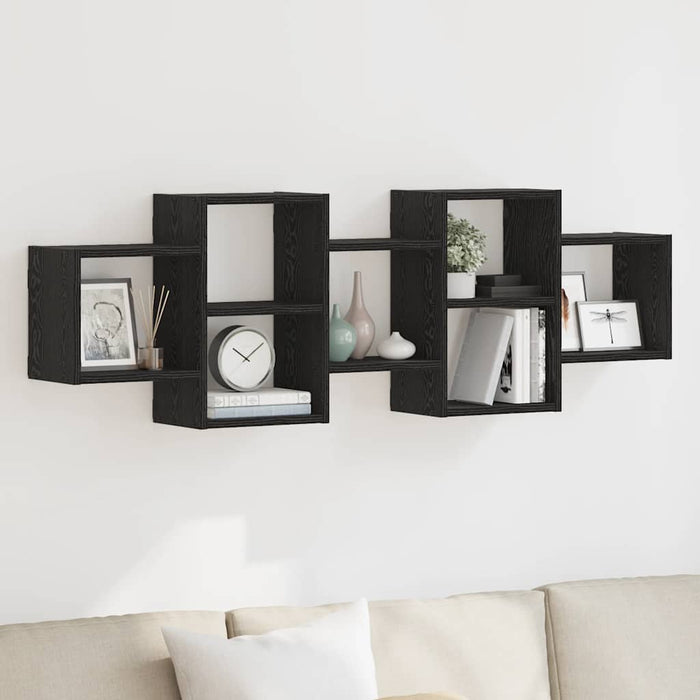 Raft de perete, stejar negru, 129x18x42 cm, lemn prelucrat - WALTI WALTI