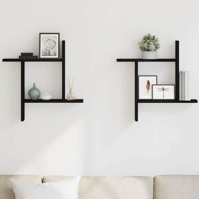Rafturi de perete 2 buc. stejar negru 50x12x50 cm lemn prelucrat - WALTI WALTI