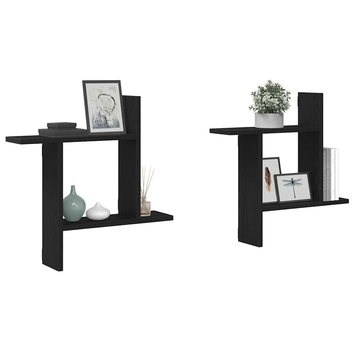Rafturi de perete 2 buc. stejar negru 50x12x50 cm lemn prelucrat - WALTI WALTI