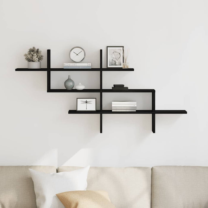 Raft de perete stejar negru 124,5x18x60,5 cm lemn prelucrat - WALTI WALTI