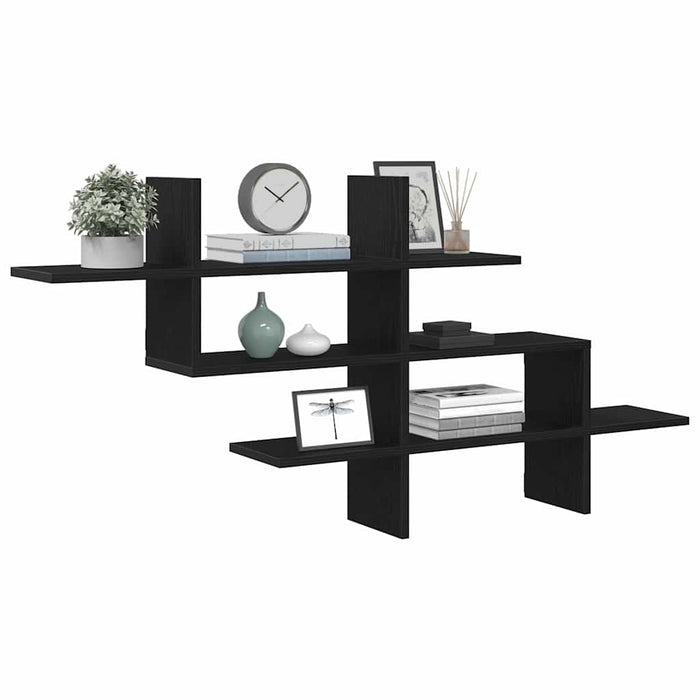 Raft de perete stejar negru 124,5x18x60,5 cm lemn prelucrat - WALTI WALTI
