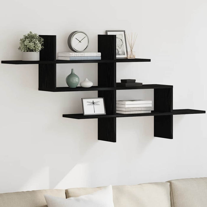 Raft de perete stejar negru 124,5x18x60,5 cm lemn prelucrat - WALTI WALTI