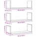 Rafturi de perete 3 buc., stejar negru, 58x18x18 cm, lemn prelucrat - WALTI WALTI