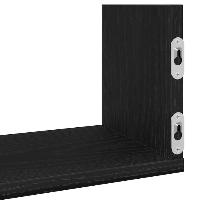 Rafturi de perete 3 buc., stejar negru, 80x18x18 cm, lemn prelucrat - WALTI WALTI