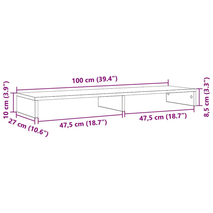 Suport monitor stejar negru 100x27x10 cm lemn prelucrat WALTI