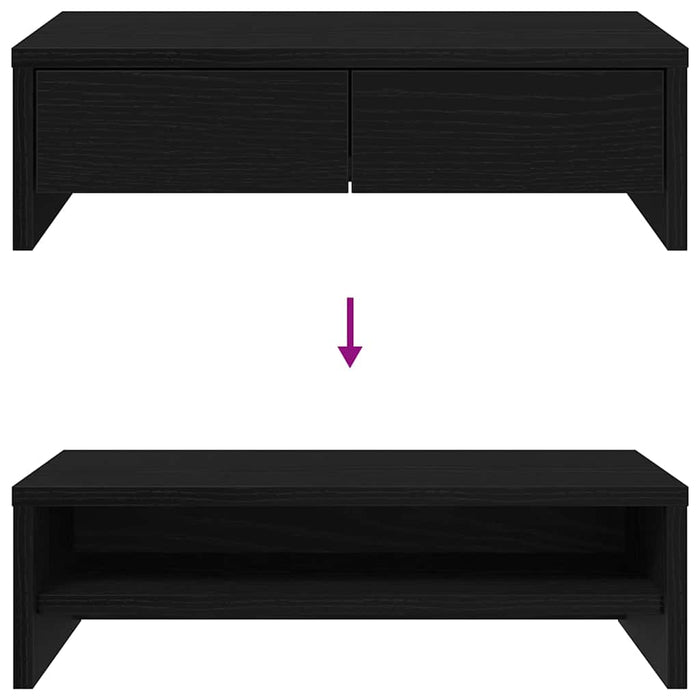 Suport monitor cu sertare, stejar negru, 50x27x15 cm, lemn prelucrat WALTI