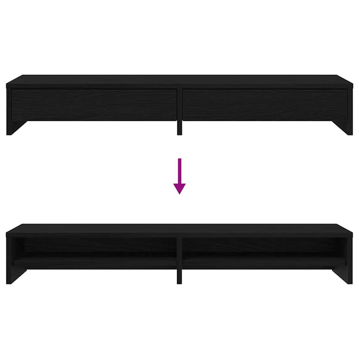 Suport monitor cu sertare, stejar negru, 100x27x15cm, lemn prelucrat WALTI
