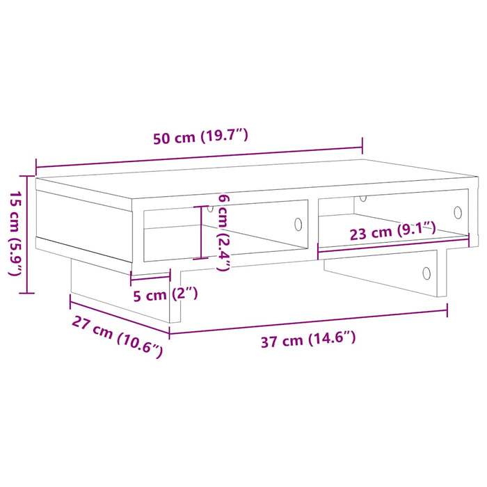 Suport monitor stejar negru 50x27x15 cm lemn prelucrat WALTI