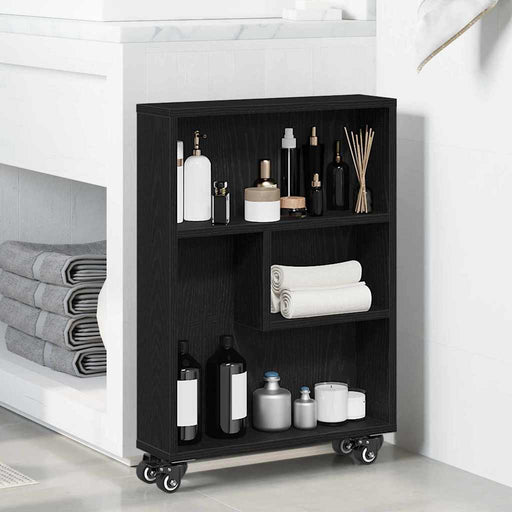 Troler Îngust Stejar negru 48 x 13 x 68 cm Lemn compozit - WALTI WALTI
