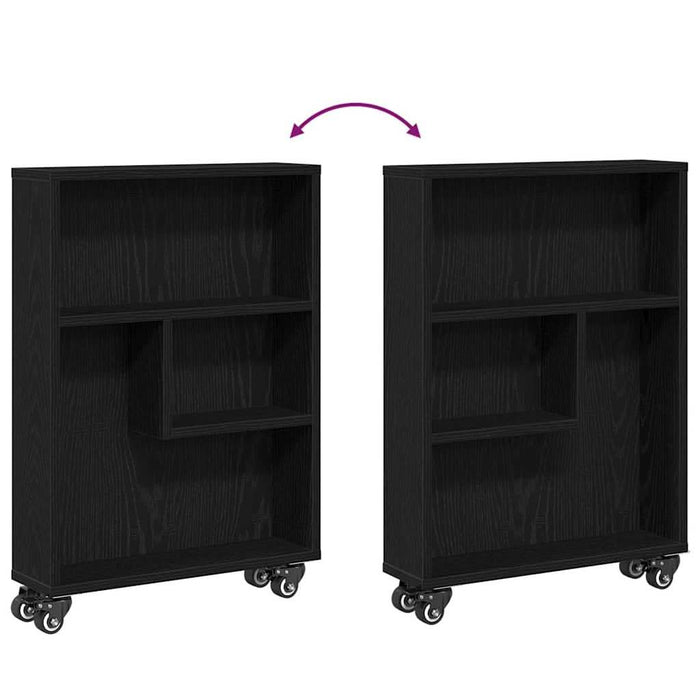 Troler Îngust Stejar negru 48 x 13 x 68 cm Lemn compozit - WALTI WALTI