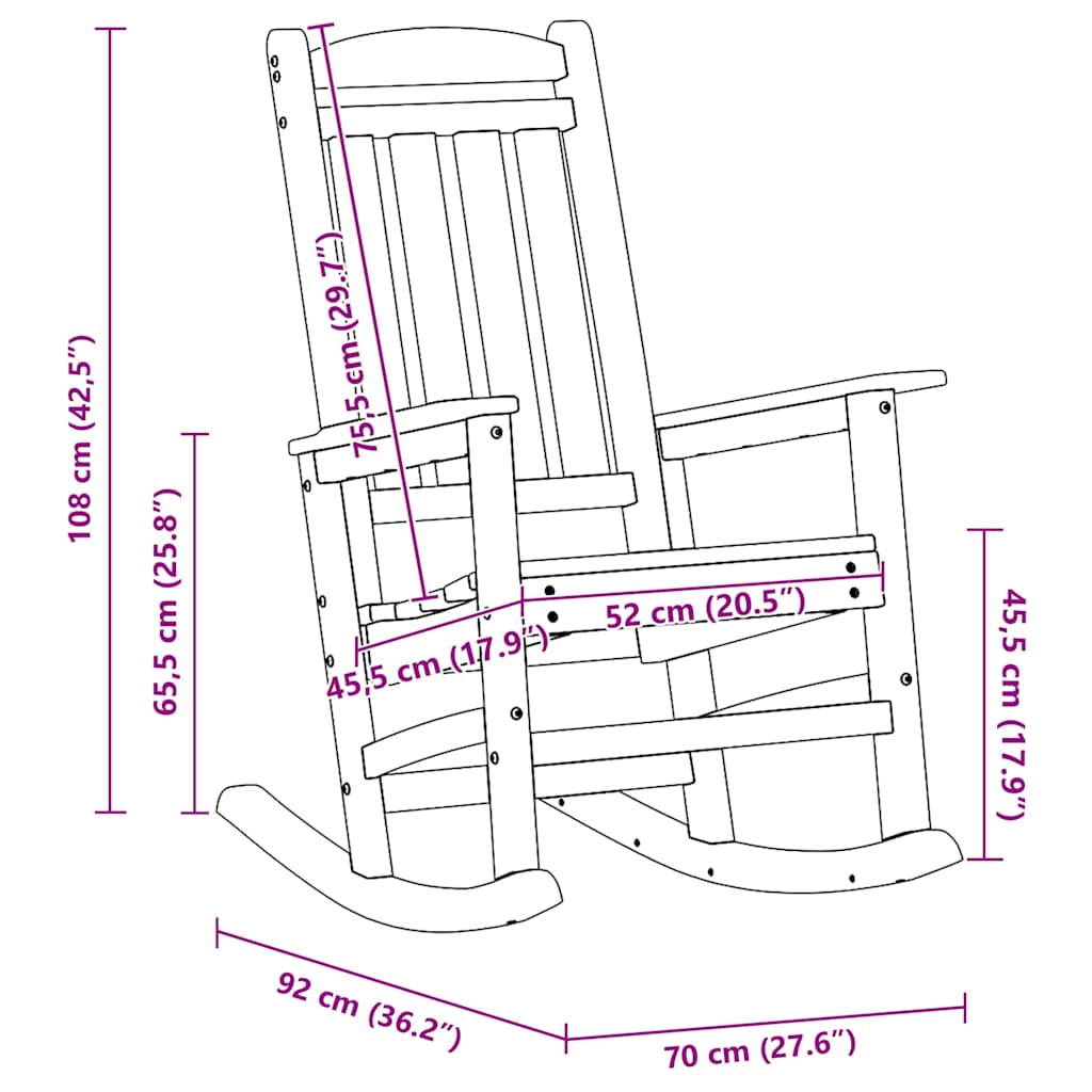 Fotoliu de balans pentru grădină Alb 92 x 70 x 108cm HDPE - WALTI