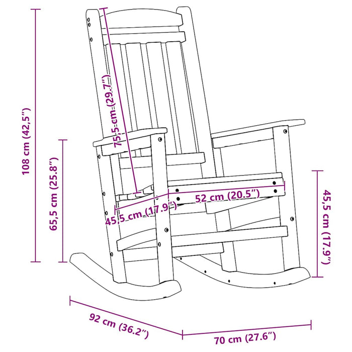 Fotoliu de balans pentru grădină Alb 92 x 70 x 108cm HDPE - WALTI WALTI