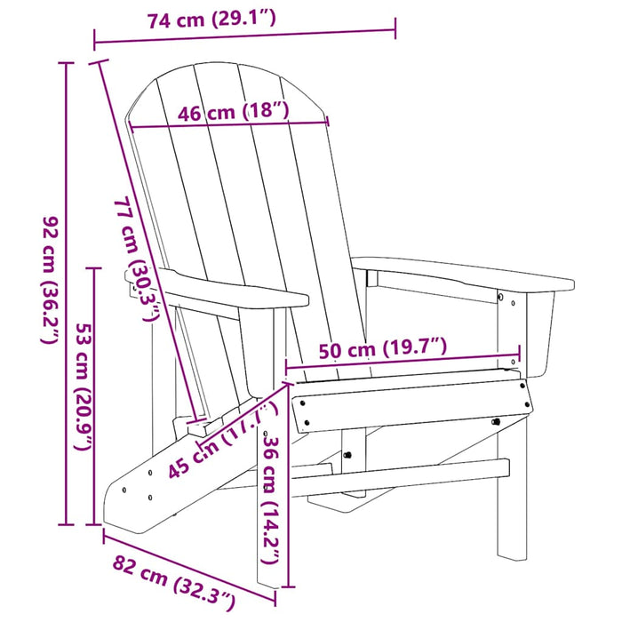 Scaun Adirondack Alb 82 x 74 x 92 cm HDPE - WALTI WALTI