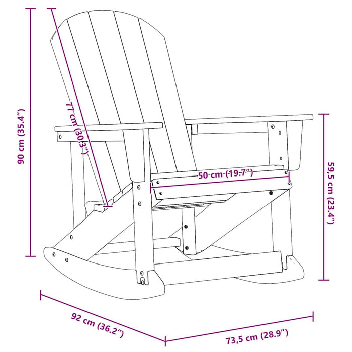 Scaun rocking Adirondack Negru 92 x 73,5 x 92 cm HDPE - WALTI WALTI