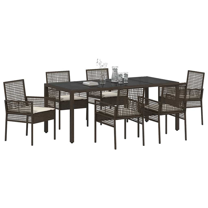 Set de masă pentru grădină 7 pcs Maro Rattan poli - WALTI WALTI