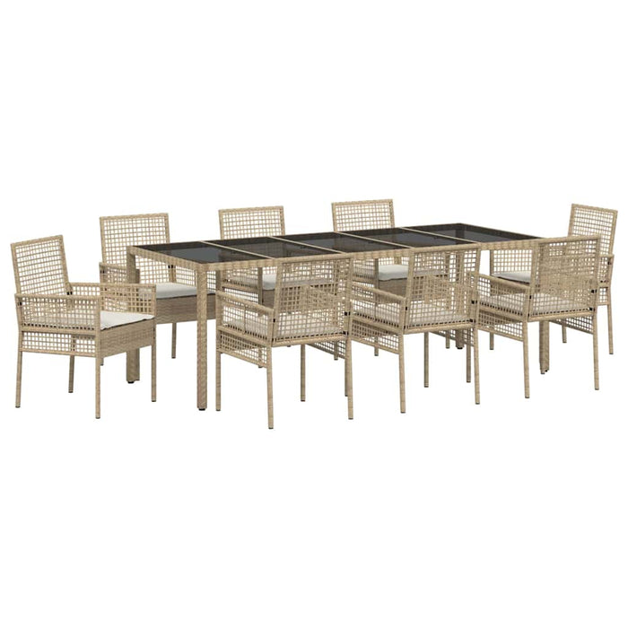 Set de masă pentru grădină 9 pcs Bej Rattan poli - WALTI WALTI
