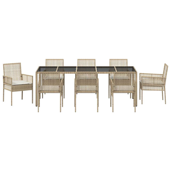 Set de masă pentru grădină 9 pcs Bej Rattan poli - WALTI WALTI