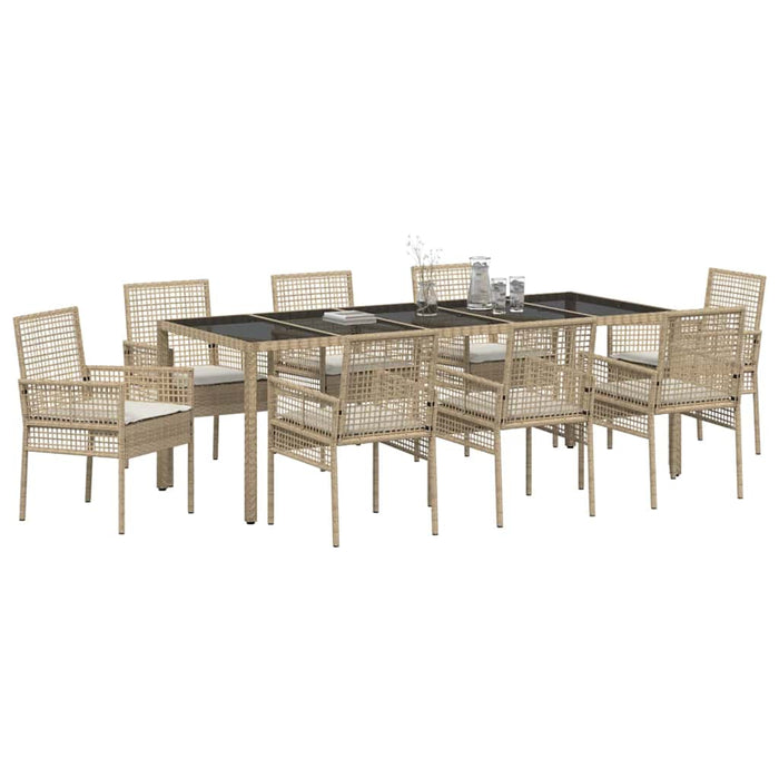 Set de masă pentru grădină 9 pcs Bej Rattan poli - WALTI WALTI