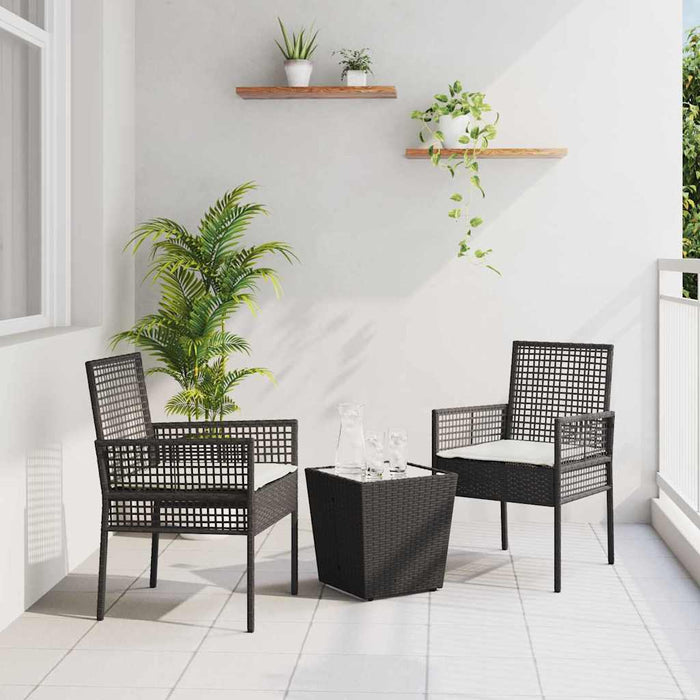 Set Bistro de Grădină 3 buc. Negru poliratan WALTI