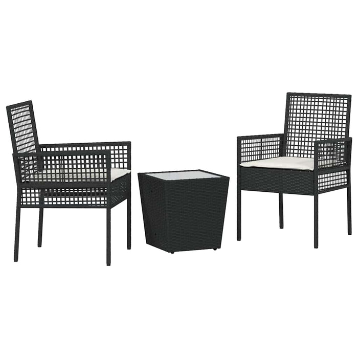 Set Bistro de Grădină 3 buc. Negru poliratan WALTI